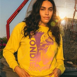 Junk Food Clothing Blondie NYC Raglan Crew Pullover - Sulphur Yellow - Women's M
